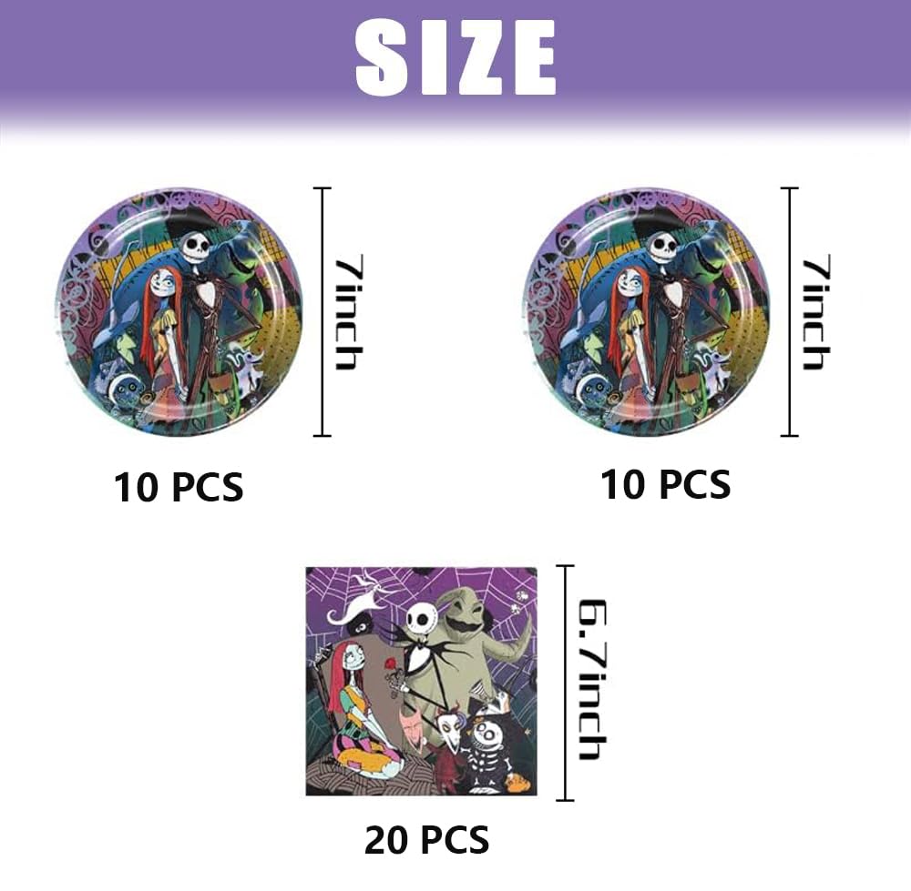 40Pcs Before Christmas Birthday Party Supplies include 20 plates, 20 napkins for Before Christmas Party Decoration