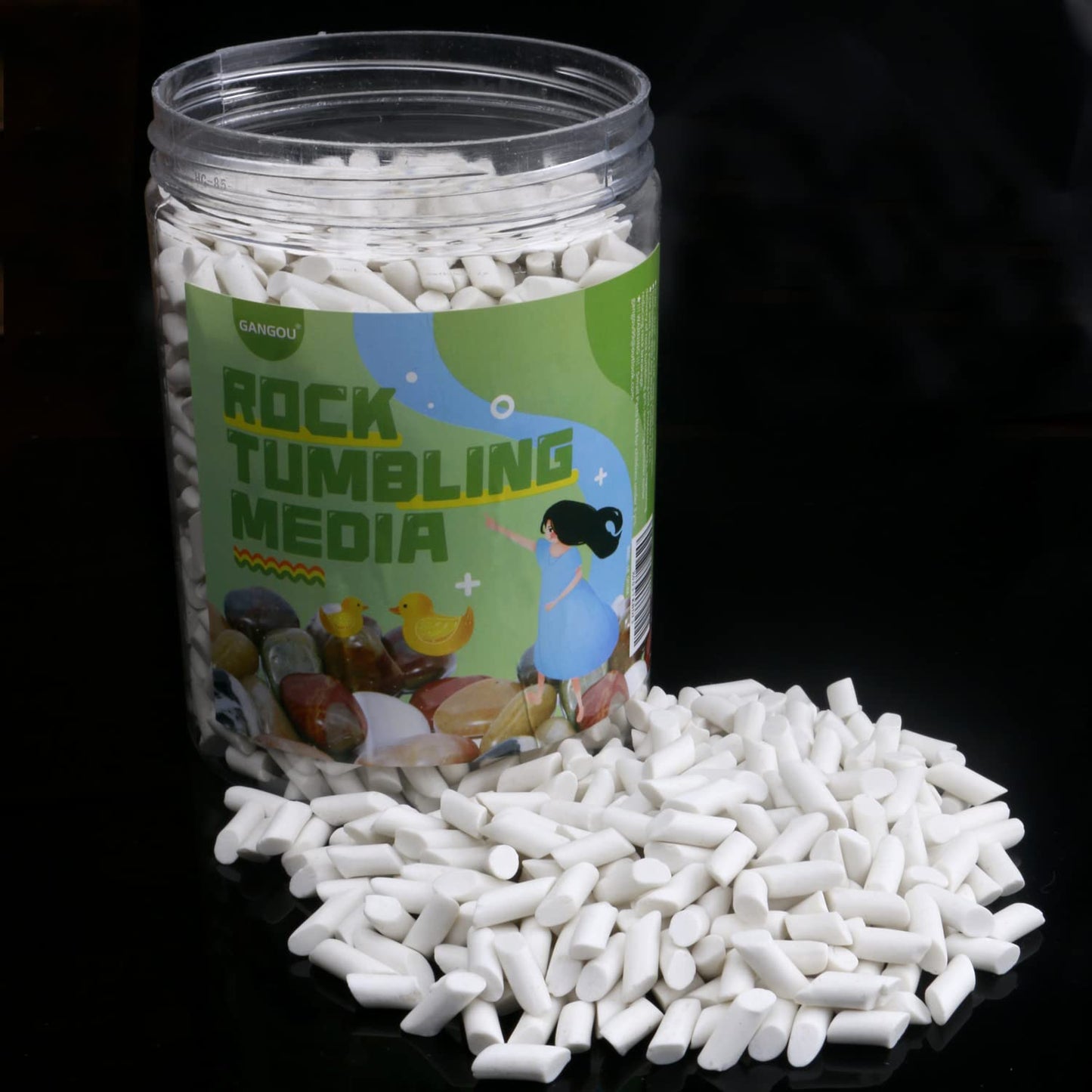2 LB Rock Tumbler Media 1/8" Tumbling Ball Rock Tumbling Ceramic Filler Media (2 LBS 3/16" x 3/8" Cylinder)
