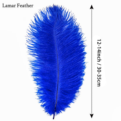 Lamar 20Pcs 12-14'' Blue Ostrich Feathers for Decoration, Wedding Centerpieces, Crafts, Festival, Party, Carnival, Floral Arrangement, Bohemian Home Decor (Royal Blue)
