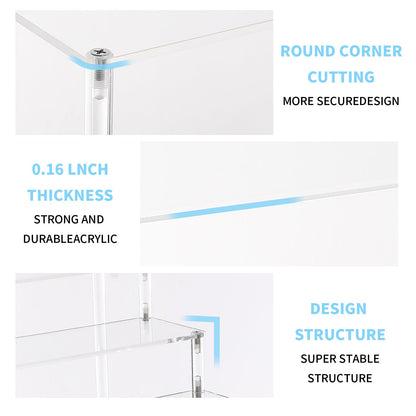 WEERSHUN 3 Tier Acrylic Display Stand Risers, Clear Tabletop Display Shelf for Perfume, Figures & Collectibles, Thick Acrylic Organizer for Cupcake, Cosmetics & Home Decoration