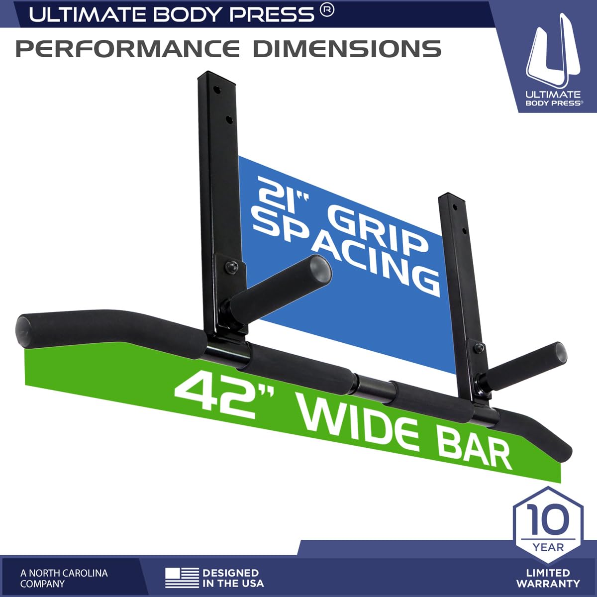 Joist Mount Pull Up Bar with Extra Hardware and Mounting Template for Easy Install to Beam or Rafter by Ultimate Body Press
