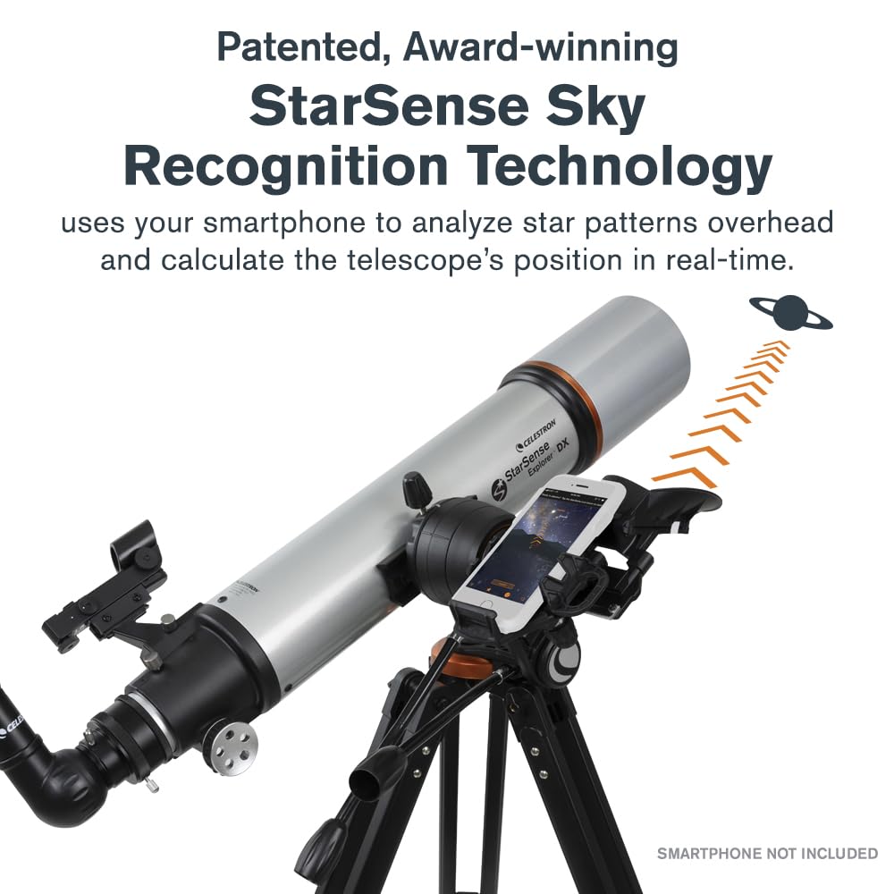 Celestron StarSense Explorer DX 102AZ App-Enabled Telescope – 102mm Refractor with Smartphone Dock & StarSense App – iPhone & Android Compatible – Easy-to-Use for Beginners