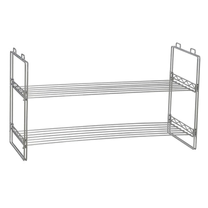 Two-Tier Chrome Shoe Rack - Stackable Storage Solution