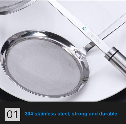 Fine Mesh Strainers, SUS 304 Premium Stainless Steel Kitchen Colander Sieve, Hand-held Oil Spoon with Good Grip