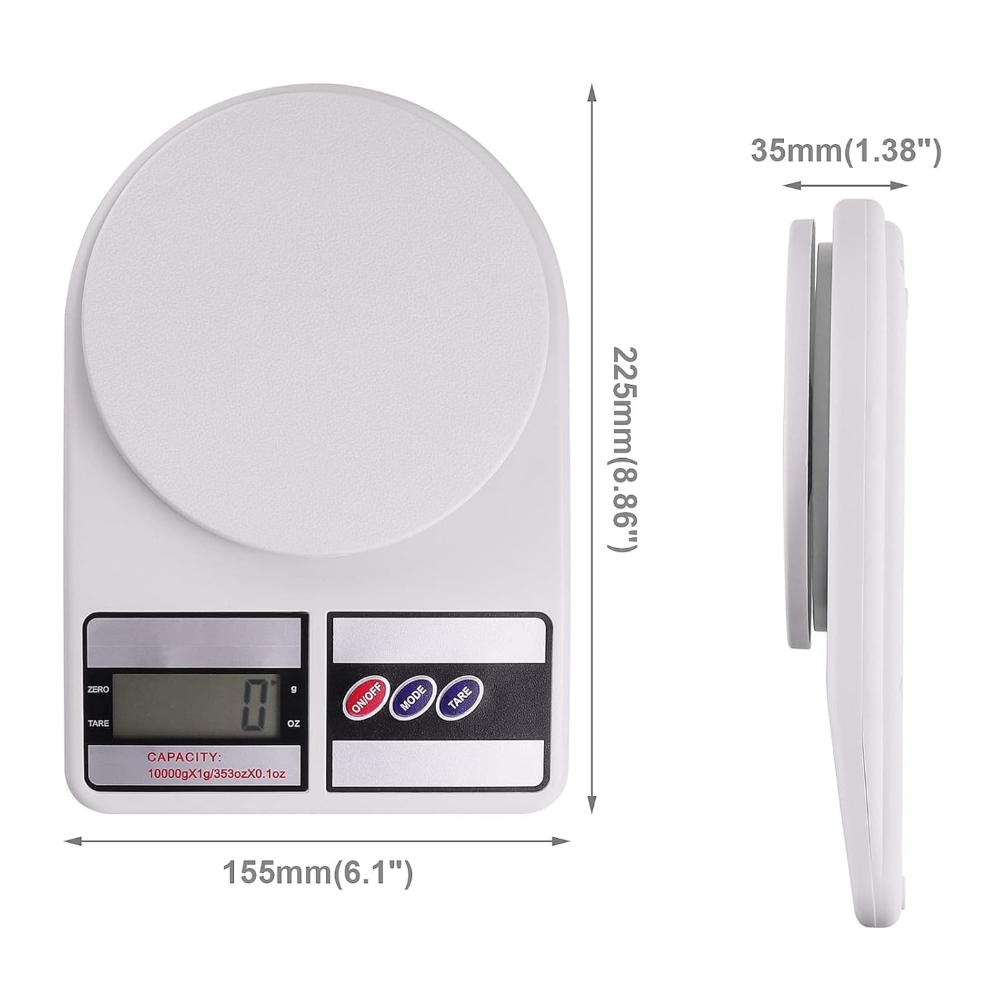 Kinstecks 10KG Digital Kitchen Scales, Portable Electronic Cooking Scale with Tara Function for Home Office
