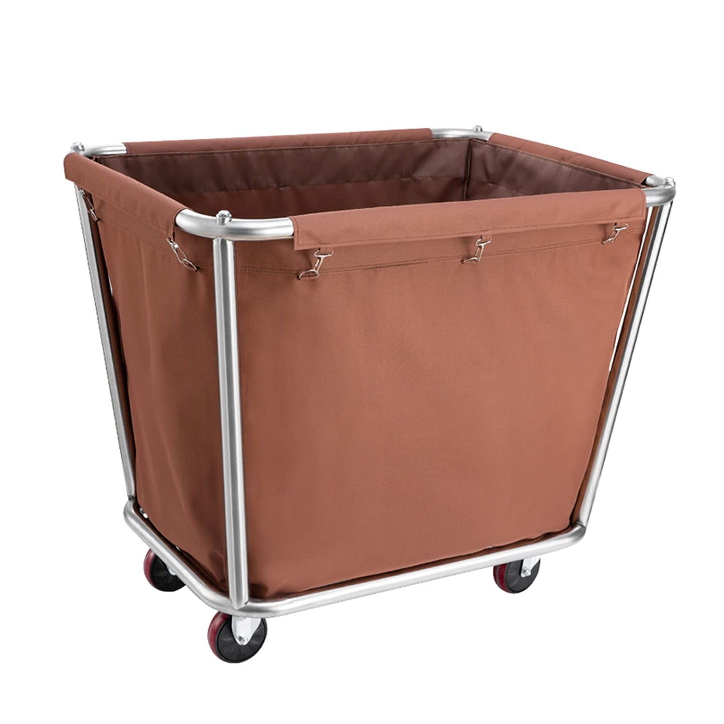 Laundry Trolley Hamper Bedroom Storage Rolling Sorter Cart Durable Hotel Linen Clothes Room Organizer Wheels (Brown One Size)