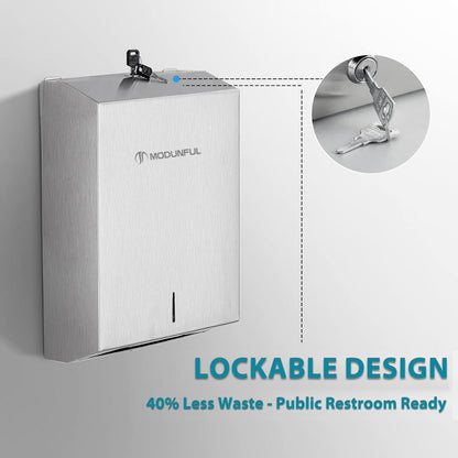 Commercial 400 /420 SUS304 Paper Towel Dispenser Wall Mount: Large Capacity Paper Towel Holder for Bathroom with Lock