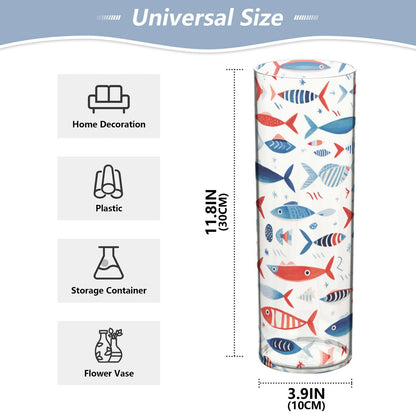 Fish Pattern Flower Vase Bud Vase Home Decor for Dining Table Office Bedroom Living Room
