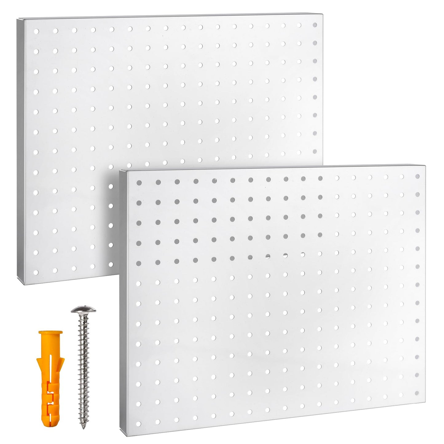 G.CORE Heavy Duty Metal Pegboard Organizer - Wall Storage Steel Peg Board Panels Set 1/4 inch Round Holes 17"x13" 2 Pack Garage Craft Tool Display Hanging Rack Organization Kit with Mounting Hardware