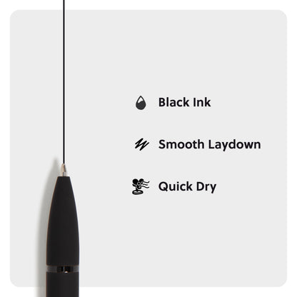 U Brands Midnight Monterey Ballpoint Pens, 4 Count, Black Soft Touch, Painted Black Details, Bold (1.0 mm) Point, Black Ink