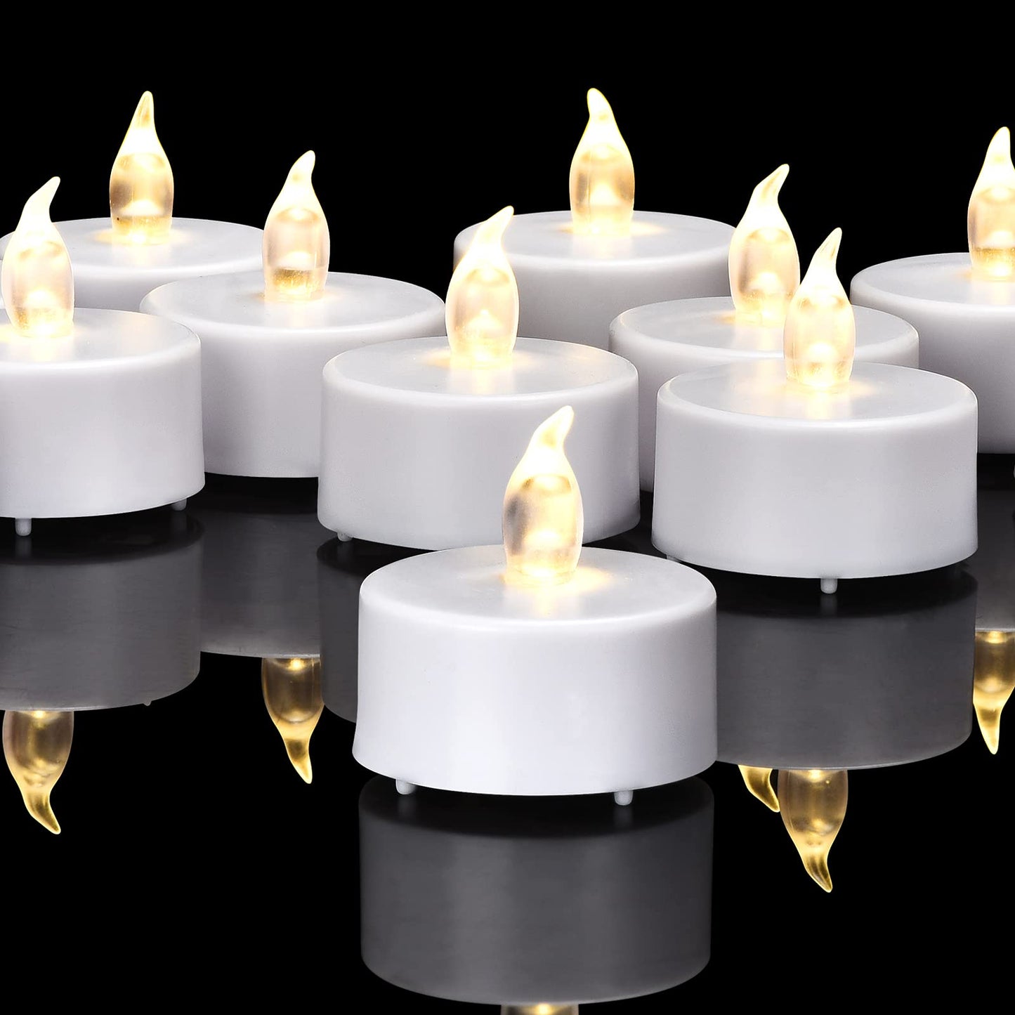 Flameless Tea Lights Candles 50/100/150 Packs LED Battery Operated Electric Votive Fake Candles Realistic Flickering and 200+ Hours Long Lasting Bright for Celebrations Festivals (50 Packs, White)