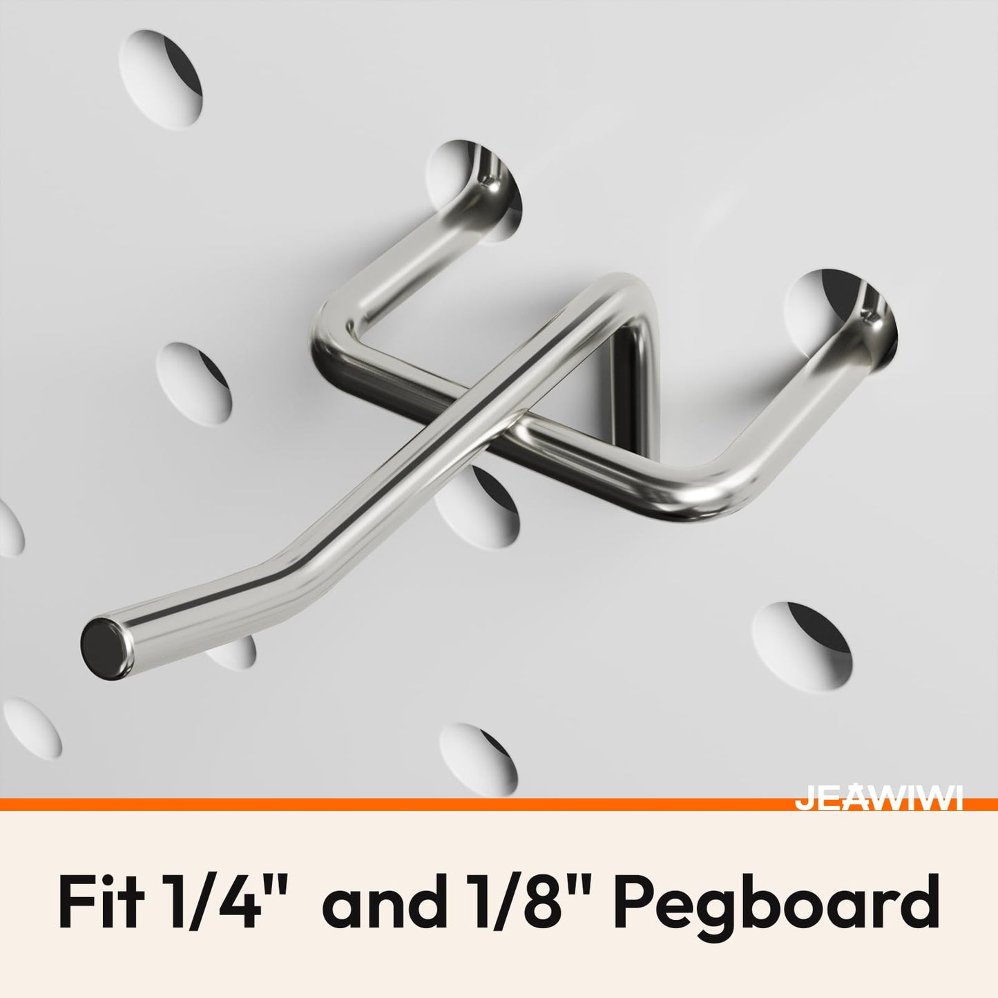 JEAWIWI 120 Pack 2 Inch Metal Pegboard Hooks, Fit 1/4 in and 1/8 in Peg Board Organizer Accessories, for Hanging Storage, Garages, Tool Sheds, Basements