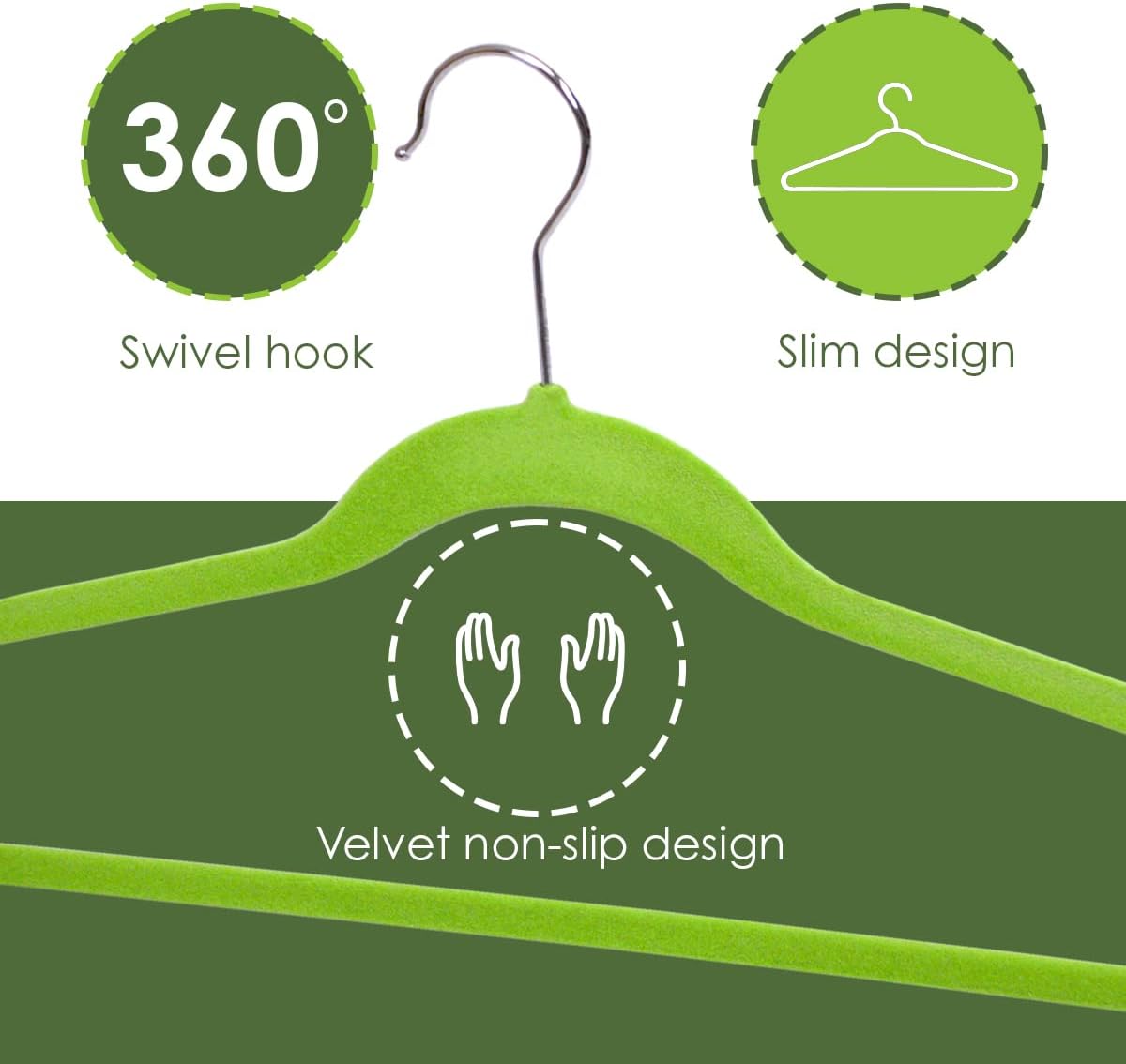 10 PACK VELVET HANGER, GREEN