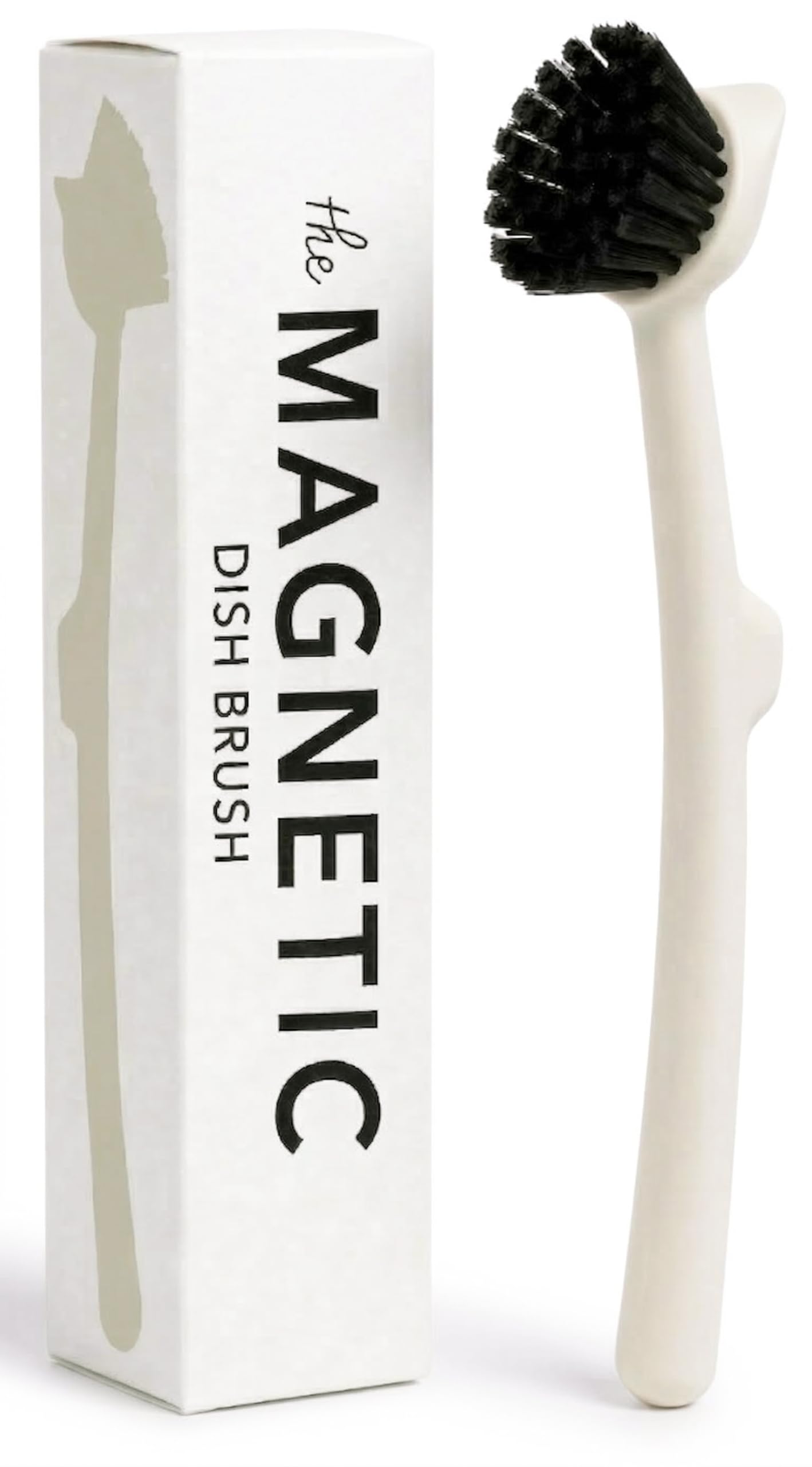Earth & Mango Magnetic Dish Brush & Scraper, Snaps to Sink, Non-Scratch, Dishwasher Safe, Dish Scrubber – Warm Sand Beige