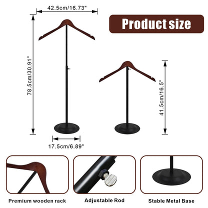 wdbg 4 Pack T Shirt Display stand, Adjustable T shirt Shoulder Stand for Vendor Portable Hanging wooden Clothes Rack for Clothing Dress Jacket Coat Retail 17-31 Inch, Black