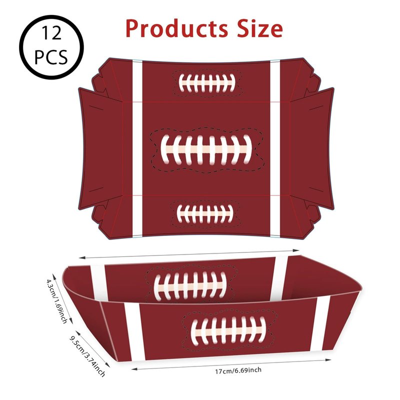 SARATA 12pcs Football Party Supplies Kit For Large Football Food Plates, Disposable And Mess-Free,Food Trays - Ideal Football Party Decorations And Favors For Birthday And Tailgate Partie