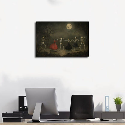 SWDXA Dancing Skeletons Halloween Spooky Decor Canvas Poster Wall Art Prints Room Aesthetic Murals Bedroom And Living Decorations 12" L X 18" W