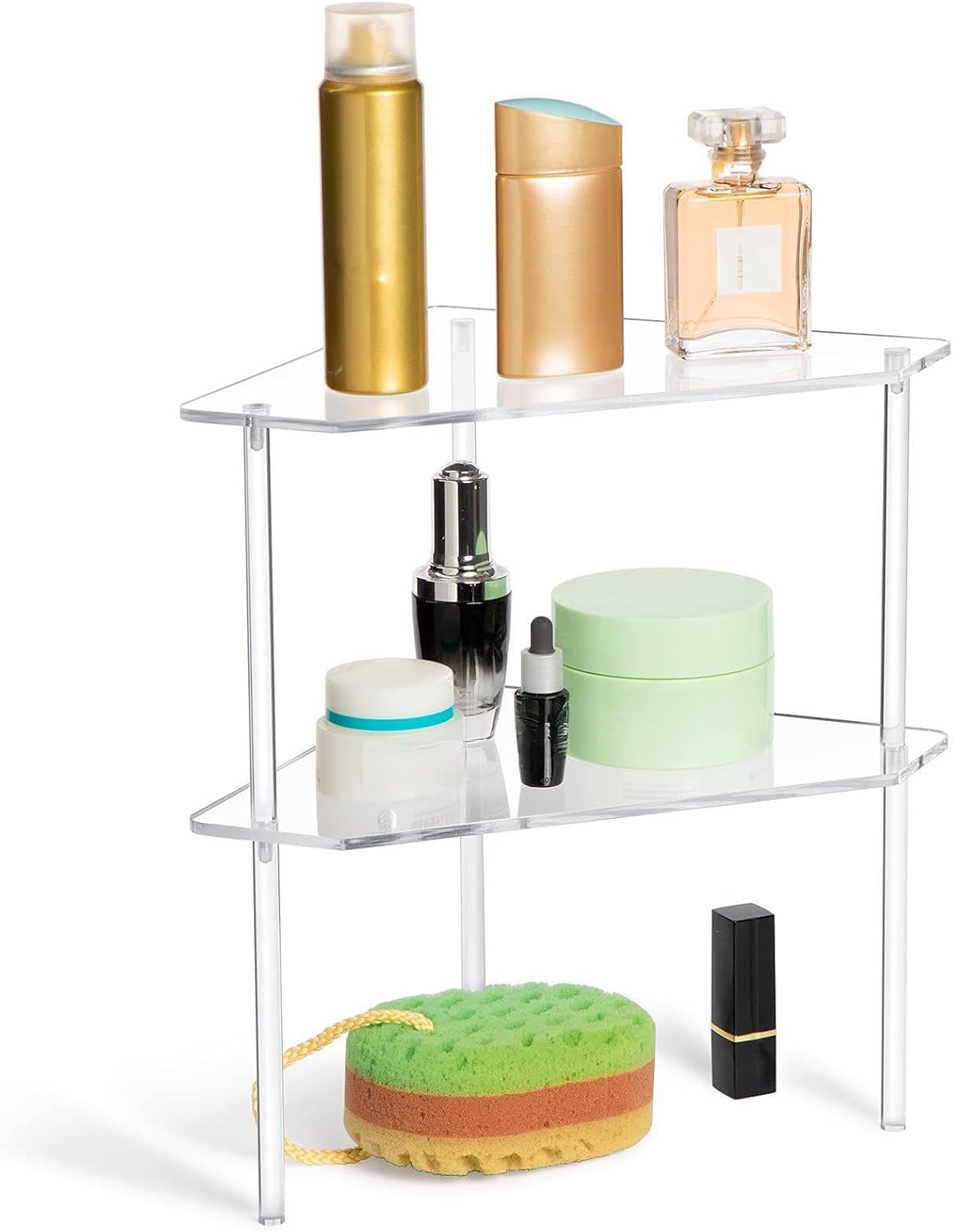 2 Countertop Jetec Tier Corner Bathroom Organizer Shelf Acrylic Bathroom Table Organizer Vanity Tray Sink Stackable