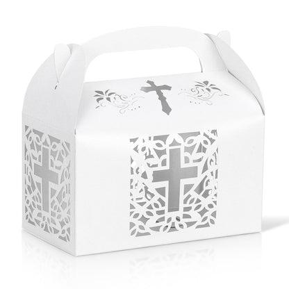 KAZIPA 12PCS Party Favor Bag Boxes, Goodie Favor Boxes for Treats Cookies Candies, Ideal for Theme Birthday Party, 6.5x3.5x3.5 Inches(White)