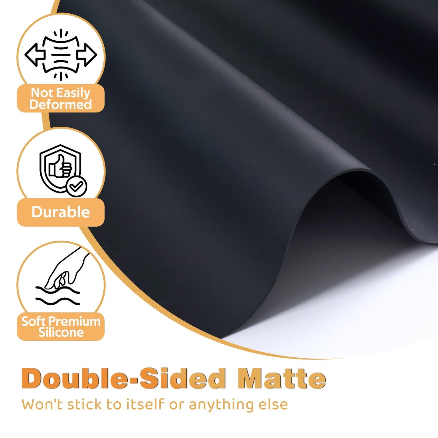 49.2" x 15.7" Large Silicone Mat for Kitchen Counter Protector, Cuttable Silicon Countertop Protector Mat Heat Resistant Mats for Countertop, Cut to Fit Placemat Ship Roll by Foepoge, Black