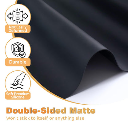 49.2" x 15.7" Large Silicone Mat for Kitchen Counter Protector, Cuttable Silicon Countertop Protector Mat Heat Resistant Mats for Countertop, Cut to Fit Placemat Ship Roll by Foepoge, Black