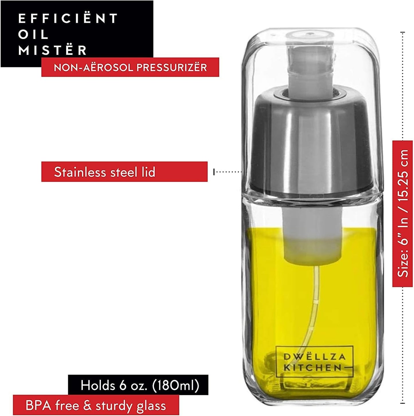 17 Oz. 6 Oz. Set DWLLZA KITCHEN Olive Oil Dispenser Bottle For Kitchen & Sprayer For Cooking - Glass Cooking Oil/Syrup