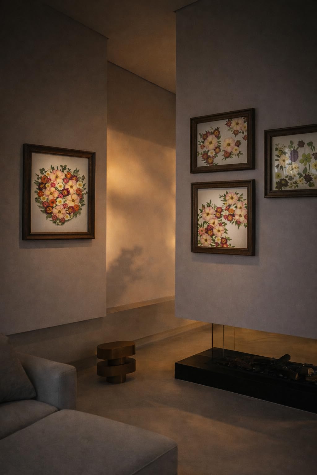 Volakk Large Floating Frame16x20 Walnut Wood Pressed Flower Frame Double Glass Floating Picture Frames for Pressed Flowers Wall Art Dried Flowers Frame