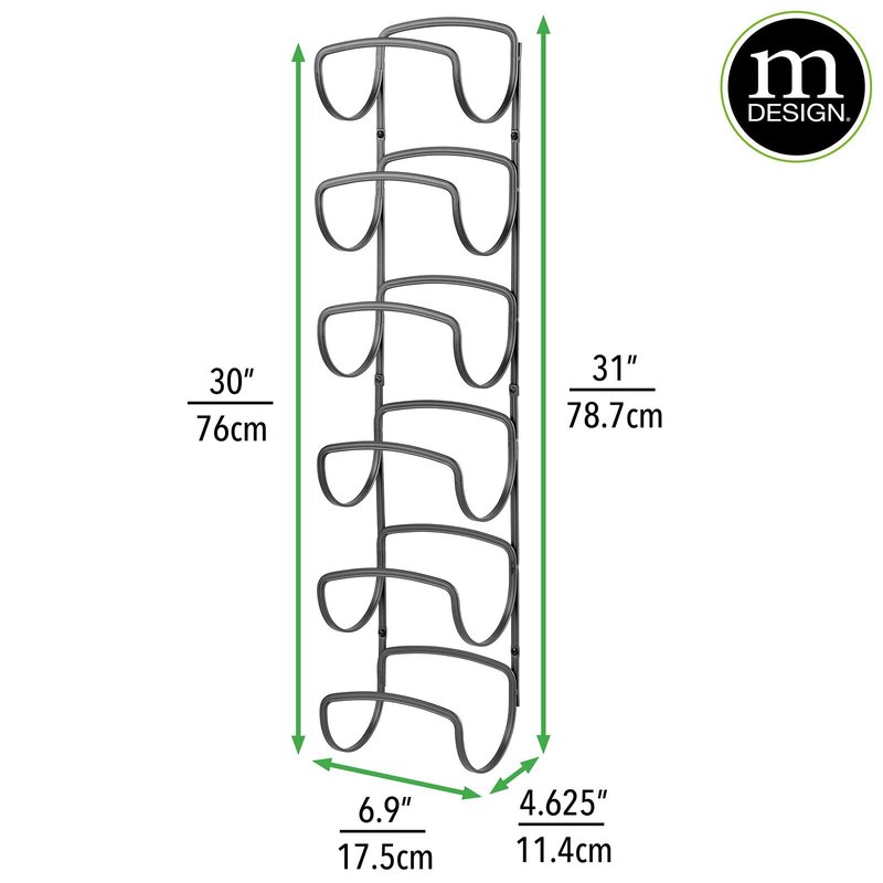 mDesign Steel Towel Holder for Bathroom Wall - Wall Mounted Organizer for Rolled Bath Towels - Six Level Wall Mount Towel Storage Rack - Bathroom Towel Organizer - Hyde Collection - Graphite Gray