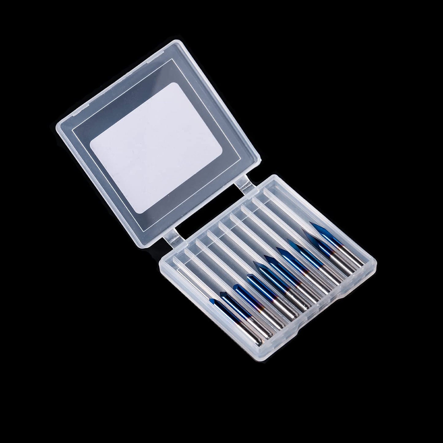 FoxAlien 20/30/45/60/90deg 0.1mm Triangular CNC Router Bits Set, 1/8" Shank Engraving Carving V-Bit with Nano Blue Coating Sharp Pyramid Bits for Acrylic Wood MDF Aluminum Lettering Sign Making