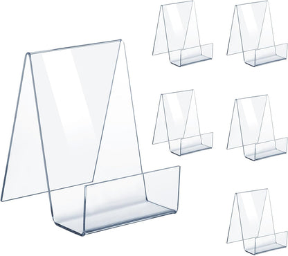 6 Pack Display Stand with Ledge, Acrylic Book Display Stand for Pictures, Books, Albums, Artworks