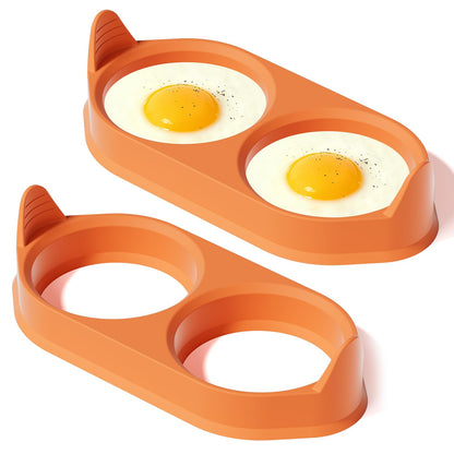 Silicone Egg Rings for Cooking, 2 Pack Egg Molds with Leak-Proof Design, Non-Stick BPA Free Egg Cooker Rings, Heat Resistant up to 500°F, Dishwasher Safe Orange