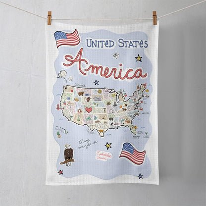 16"x24" 100% Fish Kiss Montana Map Dish Towel is of Microfiber Waffle Weave Making it Super Absorbent, Soft & Machine