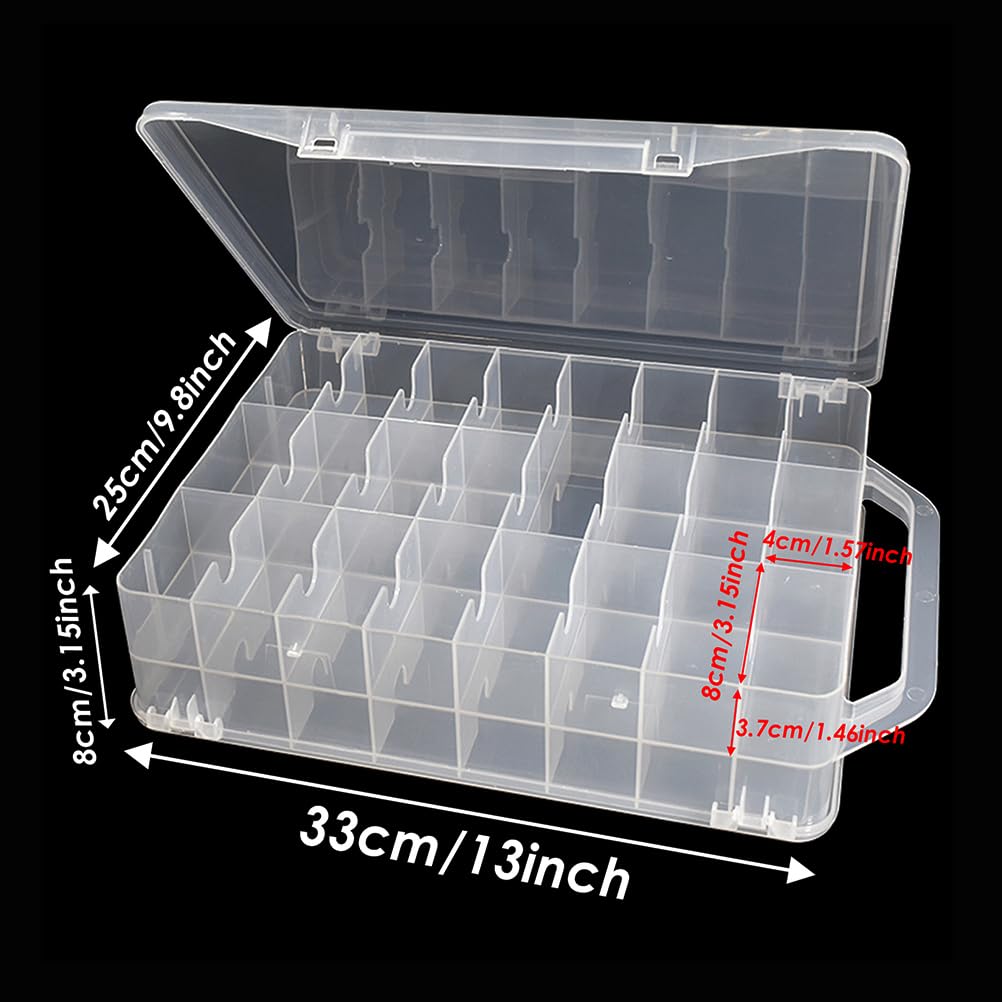 Chemlliy 46 Grids Sewing Organizer, Double Sided Thread Box Storage, Portable Clear Plastic Organizer Box for Embroidery and Sewing Threads, Embroidery Floss, Crafts, Small Toys (Clear)
