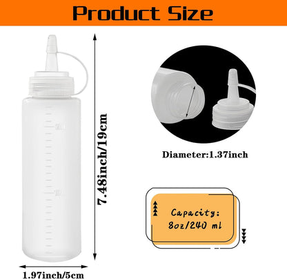 12 Pack 8 oz Plastic Squeeze Bottles Multipurpose Squirt Bottles for Ketchup,Condiments,BBQ