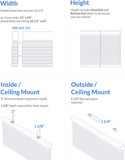 CHICOLOGY Mini Blinds for Windows, Horizontal Gloss White Shades, 23"W X 36"H