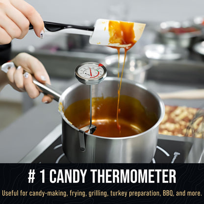 Craft911 Candy Thermometer with Pot Clip - Deep Fry Oil Thermometer for Frying and Candle Making (Black)
