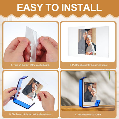 uxcell 5x7 Inch Acrylic Picture Frame, Floating Picture Frames for Wall or Tabletop Display, Hanging Photo Frame Stand for Office Home, Orange