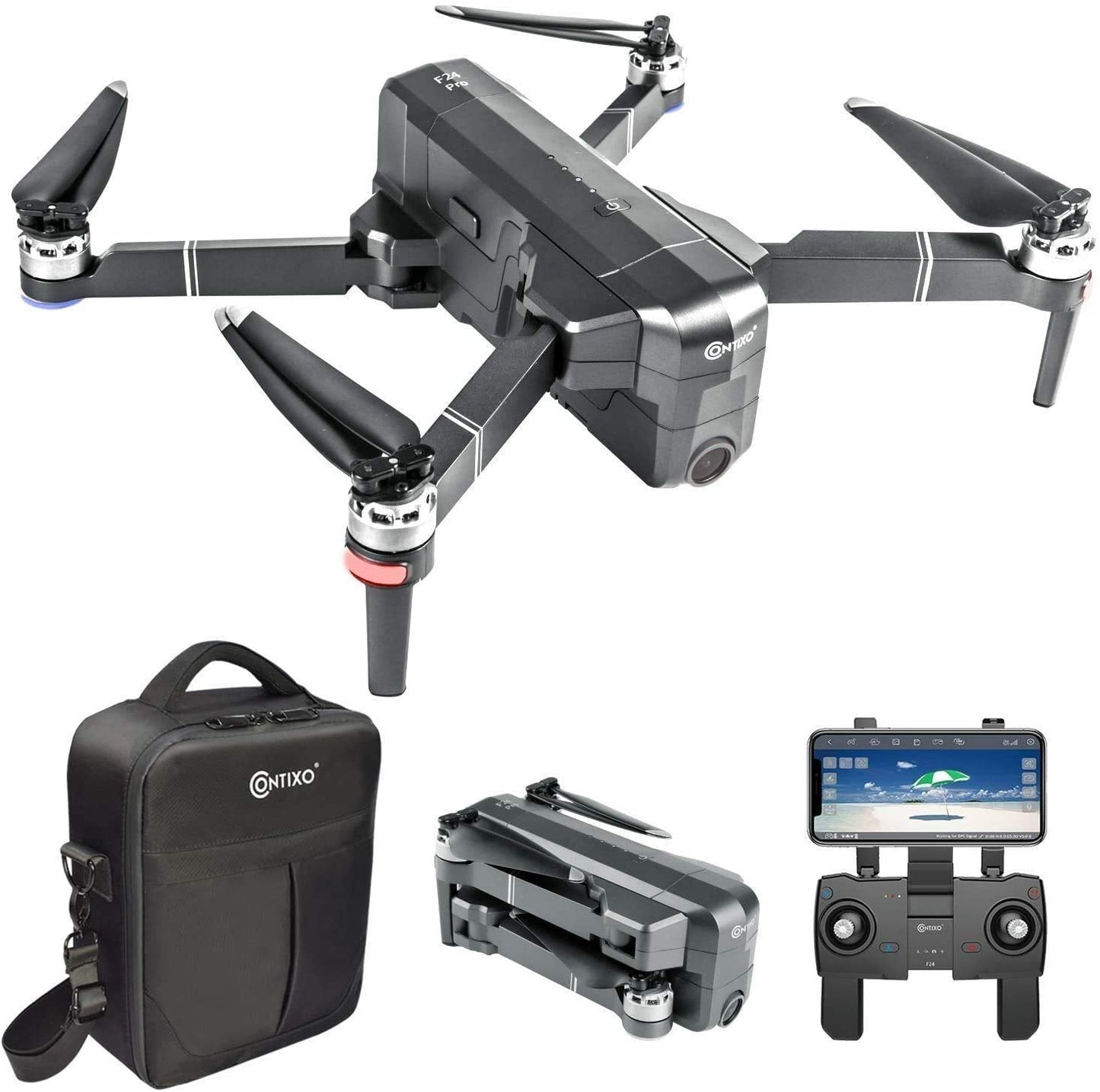 Contixo F24 Pro Drones With Camera For Adults, 30 Minutes Flight Time, 4K UHD Foldable RC Quadcopter GPS Return Home, Foldable FPV Brushless Motors Profession Flying Drone With Carrying Case