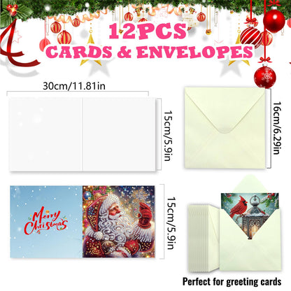 YOKUSHI 12 PCS Diamond Art Painting Christmas Greeting Cards with Envelopes, Snowman Craft DIY Card Making Kits for Adults Gifts (Christmas)