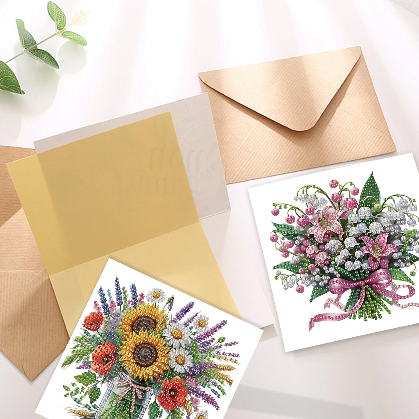 JZHYOAN 6Pcs Sunflower Diamond Art Card with Envelopes DIY Diamond Painting Cards Crystal Arts Craft Gem Art Gem Painting Mosaic Kit for Adults Birthday Greeting Cards for Holidays Celebrations