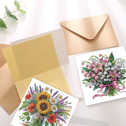 JZHYOAN 6Pcs Sunflower Diamond Art Card with Envelopes DIY Diamond Painting Cards Crystal Arts Craft Gem Art Gem Painting Mosaic Kit for Adults Birthday Greeting Cards for Holidays Celebrations