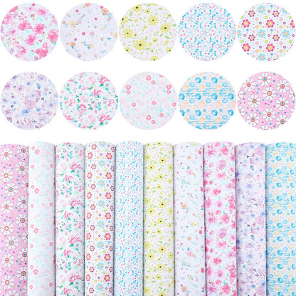 CALFOVERA 5PCS 12.8 x 7.8 Inch Floral PU Leather Sheets Blossom Synthetic Vinyl Leather Roll Waterproof Flower Pattern Leatherette Fabric for DIY Crafts Bow Earring Making Sewing Decorations