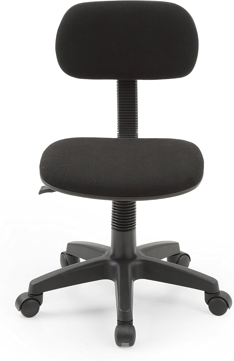 Hodedah Adjustable Height Armless Task Chair, Low-Back Swiveling with Padded Back and Seat in Black