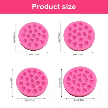 4Pcs Geometric Molds Silicone Chocolate Mold Set, Small Flower,Heart,Star and Semicircle Shapes Fondant Cake Molds, Polymer Clay Resin Mold for Baking and Cake Cupcake Decorating (Pink)