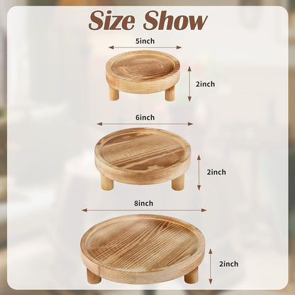 Destop 3PCS (Natural,8,6,5'') Wooden Display Risers for Display,Wood Riser Display Pedestal Stand for Home Dcor