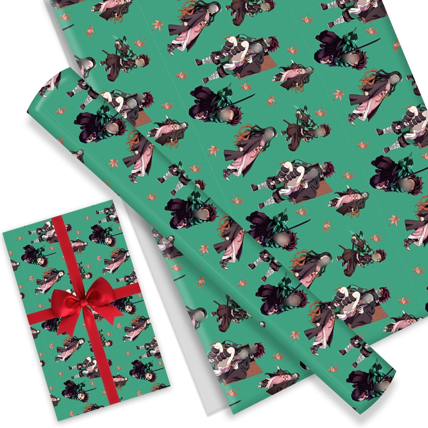 deenor Pack of 4 Demon Slayers Gift Wrapping Paper 20" x 30" Kraft Paper Sheets Premium demon Birthday Wrapping Paper Set for Kids, Party Storage Festive Demon-Slayers Decoration