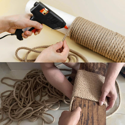 ILIKEEC 8mm Jute Rope, 164 Feet Braided Heavy Duty Twine, Thick Jute Twine Rope for Cat Scratch Post, Craft,DIY Artwork, Bundling, Home Decor, Gardening Applications (8MM 164FT)