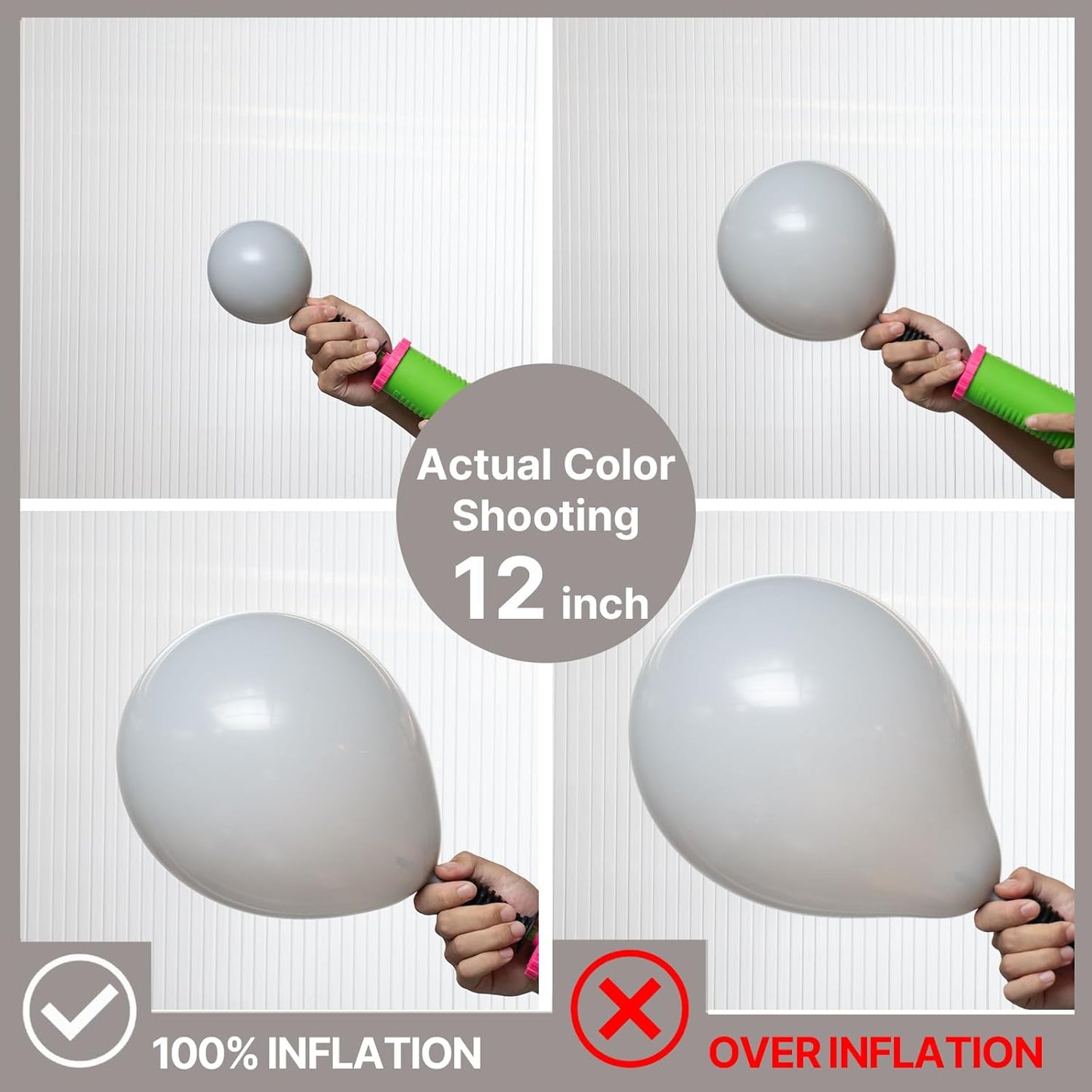 PartyWoo Gray Balloons - 100 Pcs Matte Grey Latex Balloon Arch Kit | 18", 12", 10", 5" Sizes for Baby Showers, Gender Reveals, and Birthdays