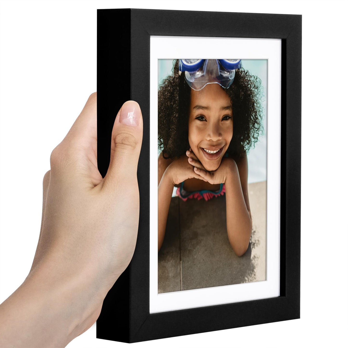 Americanflat 6x8 Picture Frame with Shatter-Resistant Glass - Use as 5x7 Frame with Mat or Display 6x8 Photo Without Mat - Soho Collection - Deep Molding Picture Frames for Tabletop or Wall - Black