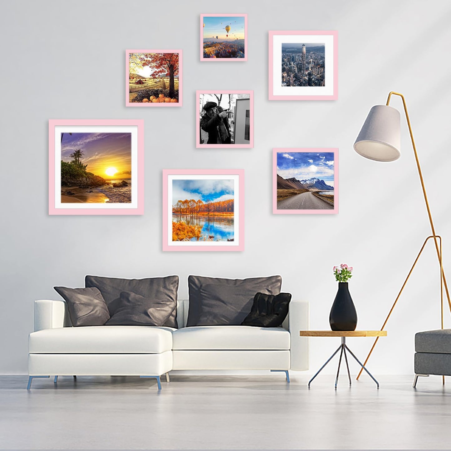 12x12 Wood Picture Frames for Wall Hanging or Tabletop,Diamond Painting Frame Baby Scan Picture Frames with 2 Mats Display 8x8 or 10x10 for Family Walls Decoration,Anniversary,Wedding,Christmas(Pink)